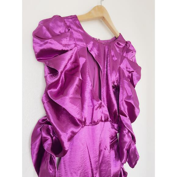 FOR LOVE & LEMONS NWT Bowie Cutout Metallic Dress Purple Size S - Picture 5 of 11